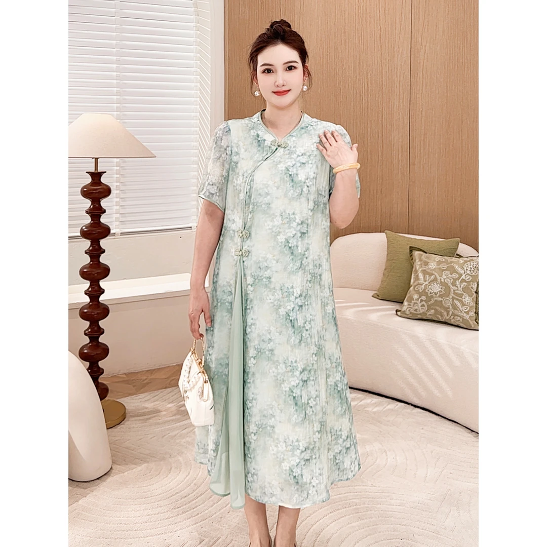 【古韵生香】MsShe大码女装2025新款夏季清冷旗袍连衣裙TS~EH503003