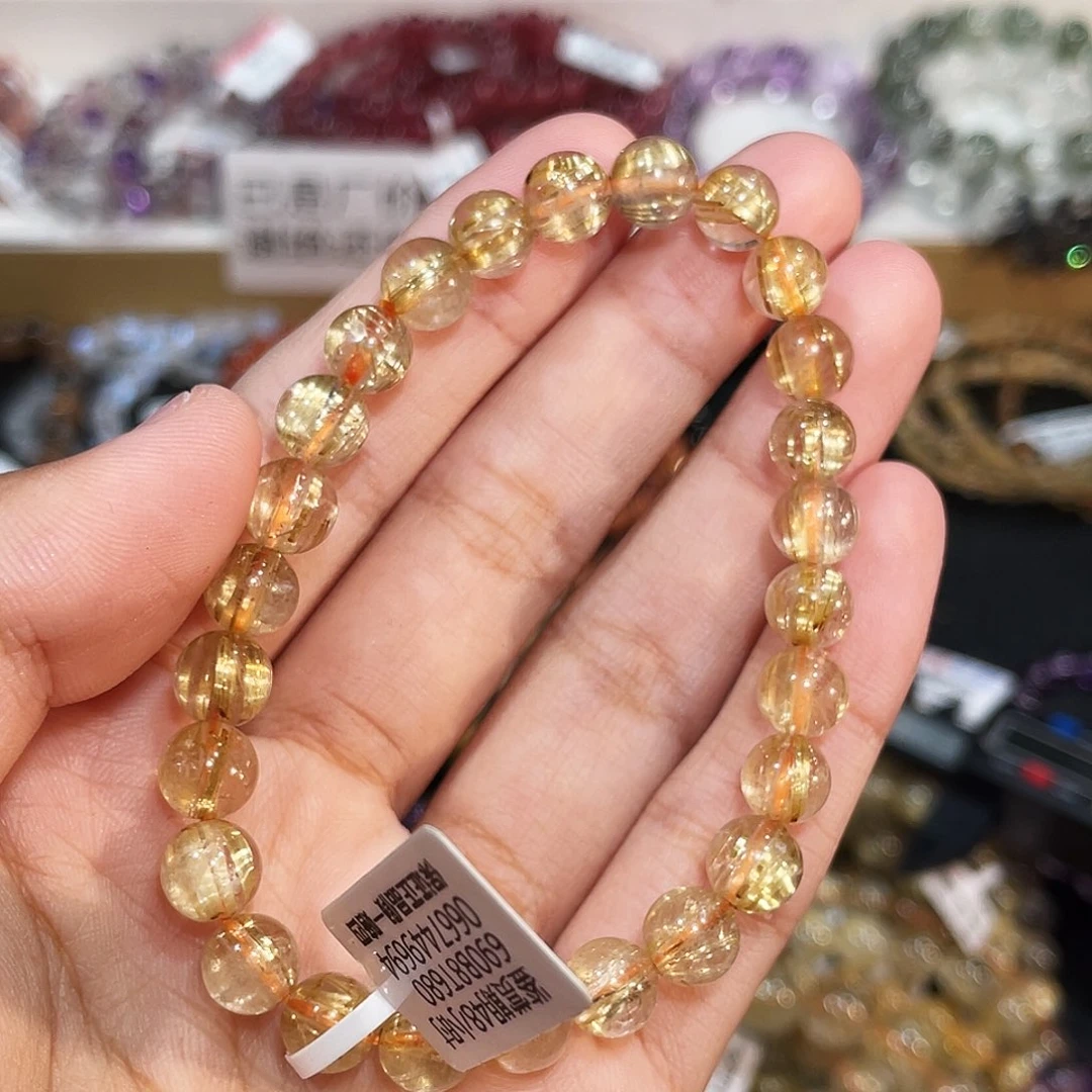 ****U手链发晶未镶嵌顺发钛晶7.6mm