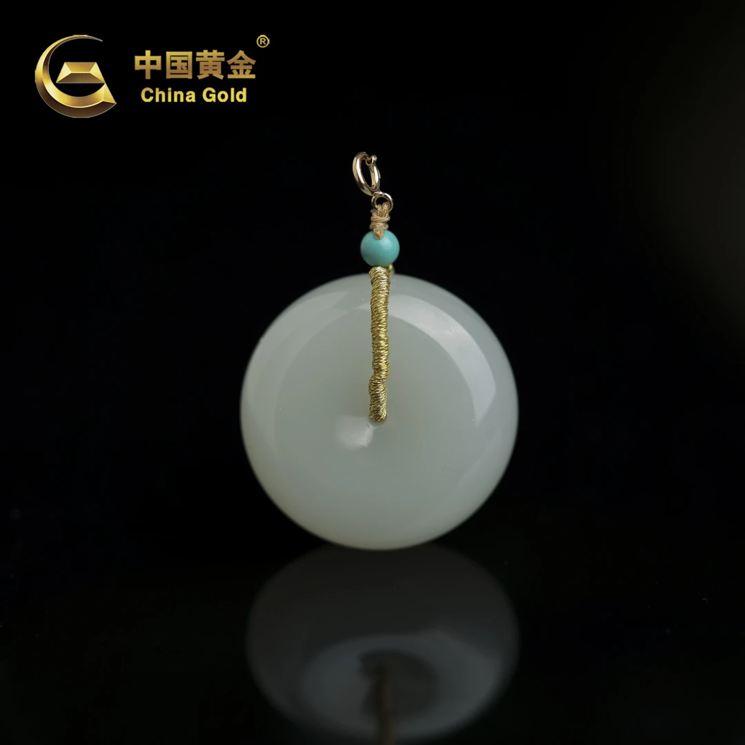 【中国黄金】赋吉 | 和田玉*吊坠*18k金镶嵌-D9914-Cw