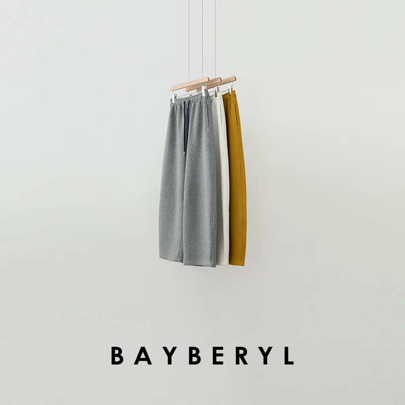 卷BAYBERYL老贝海莉卫裤*撞色绳松紧腰加绒休闲裤XXK4L1242-12/19