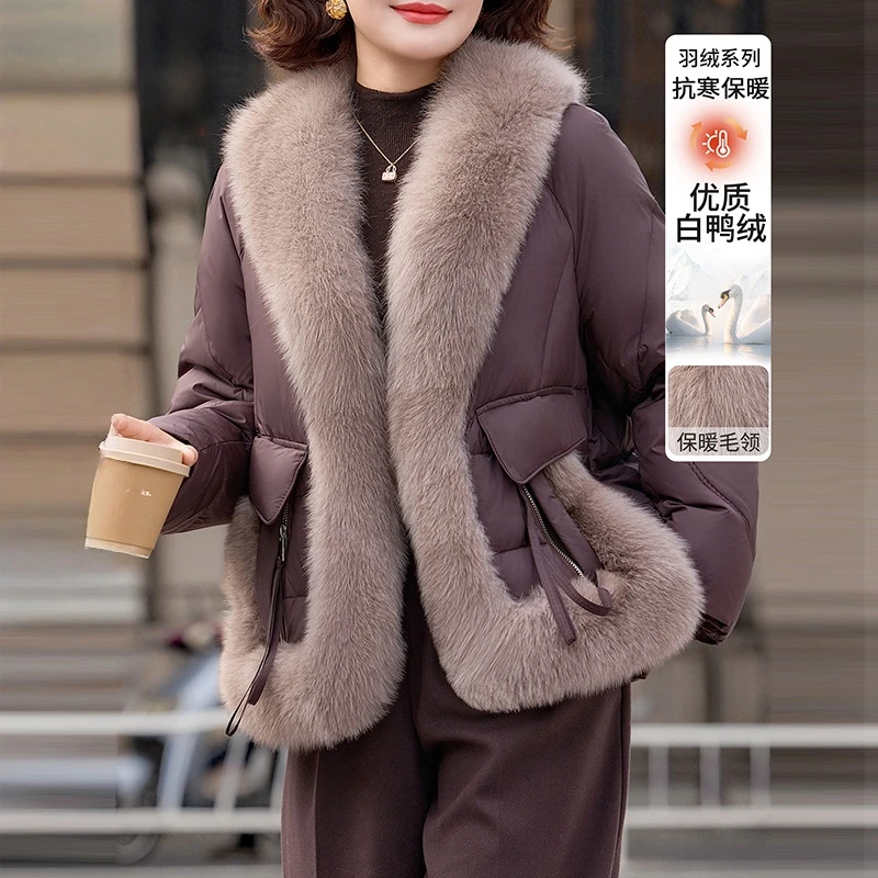 气质高档羽绒服妈妈冬装保暖大毛领防寒羽绒衣服新款中老年厚外套