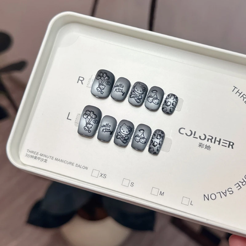 【黑皮KT】黑皮KT磨砂款穿戴甲豆豆甲可爱小短甲美甲贴片