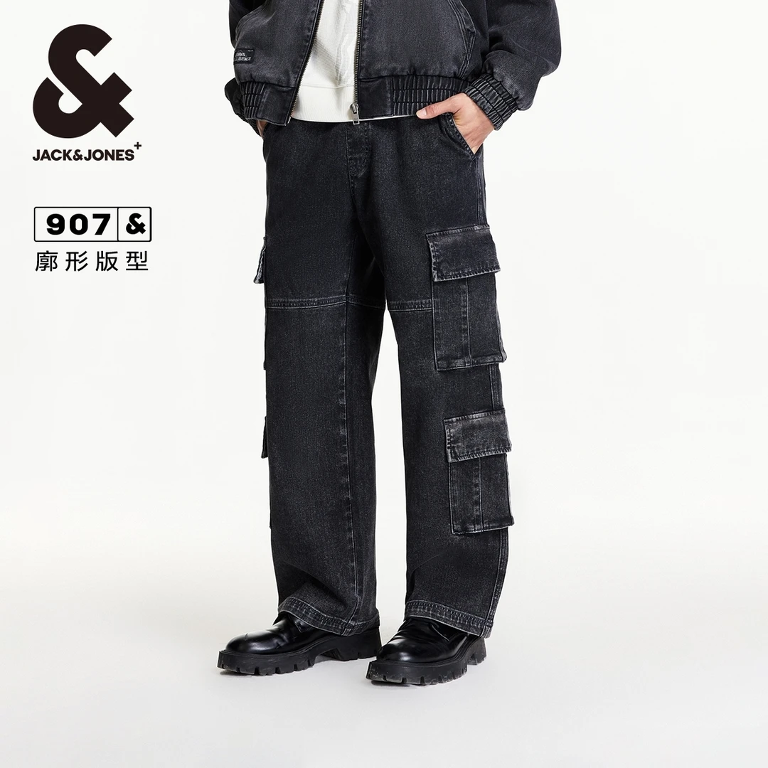 杰克琼斯春季潮流复古做旧工装裤美式高街户外牛仔裤宽松长裤男装