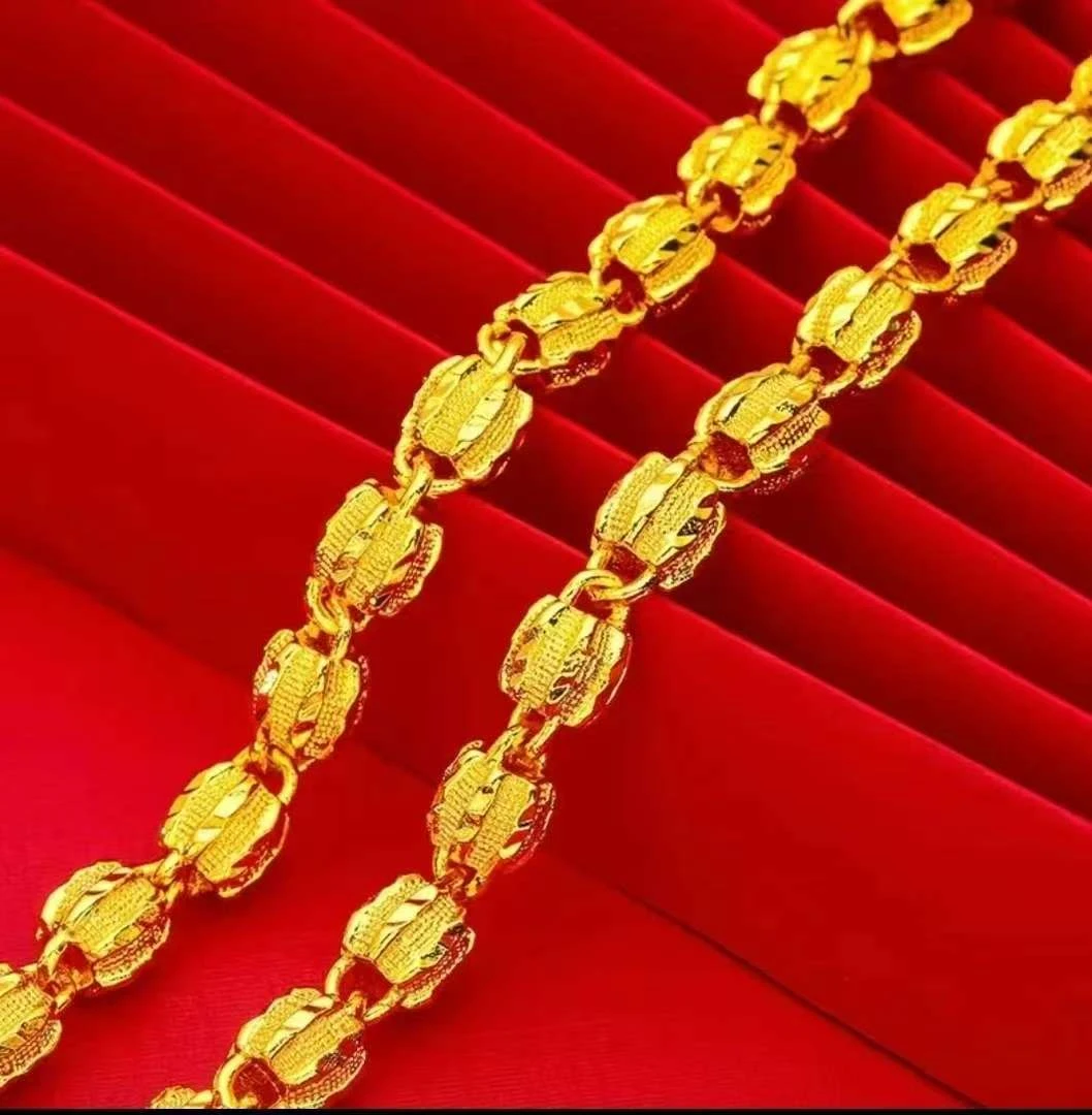 合金项链 铼金【核桃项链】男士精美经典素款坠链空心时尚大气金色