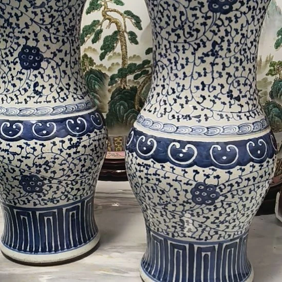 原***迷一对青花完整花鼓