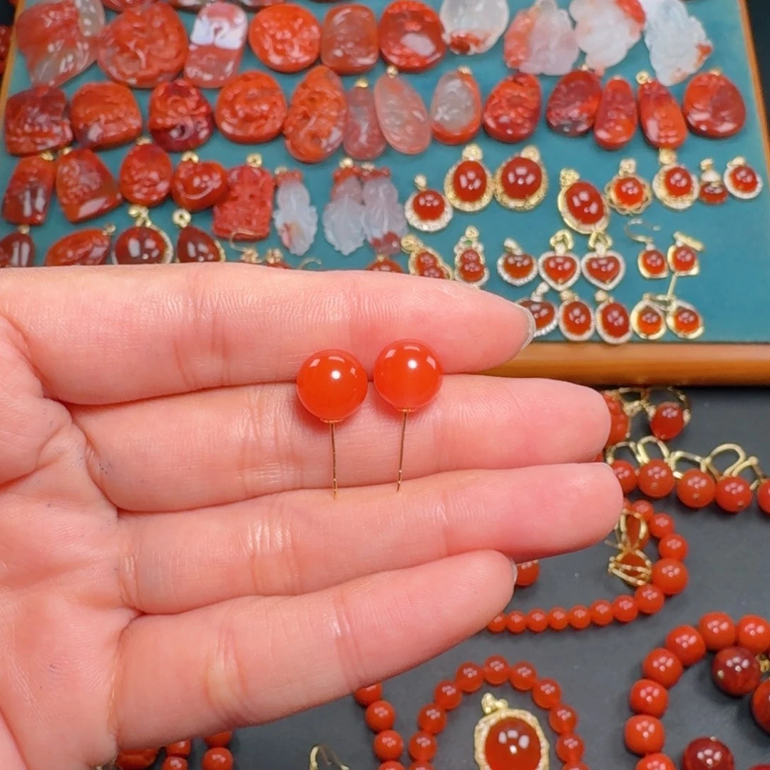 南红玛瑙南红18K金镶嵌蓝*何