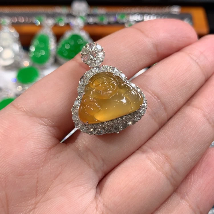 【闪购商品】翡翠颈饰18K金镶嵌财神