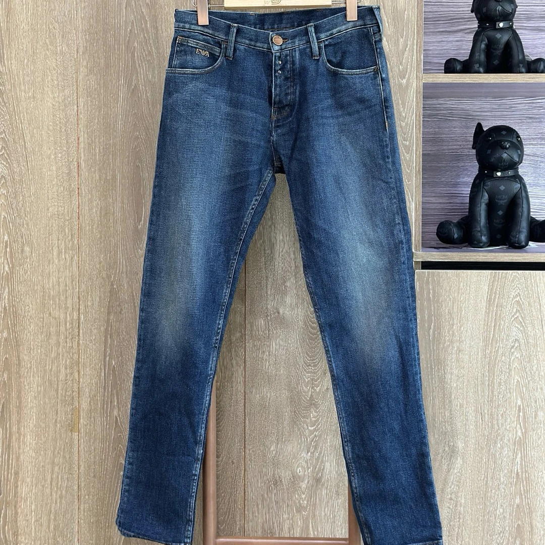 未使用 GIORGIO ARMANI/阿玛尼 藏蓝色休闲修身牛仔裤