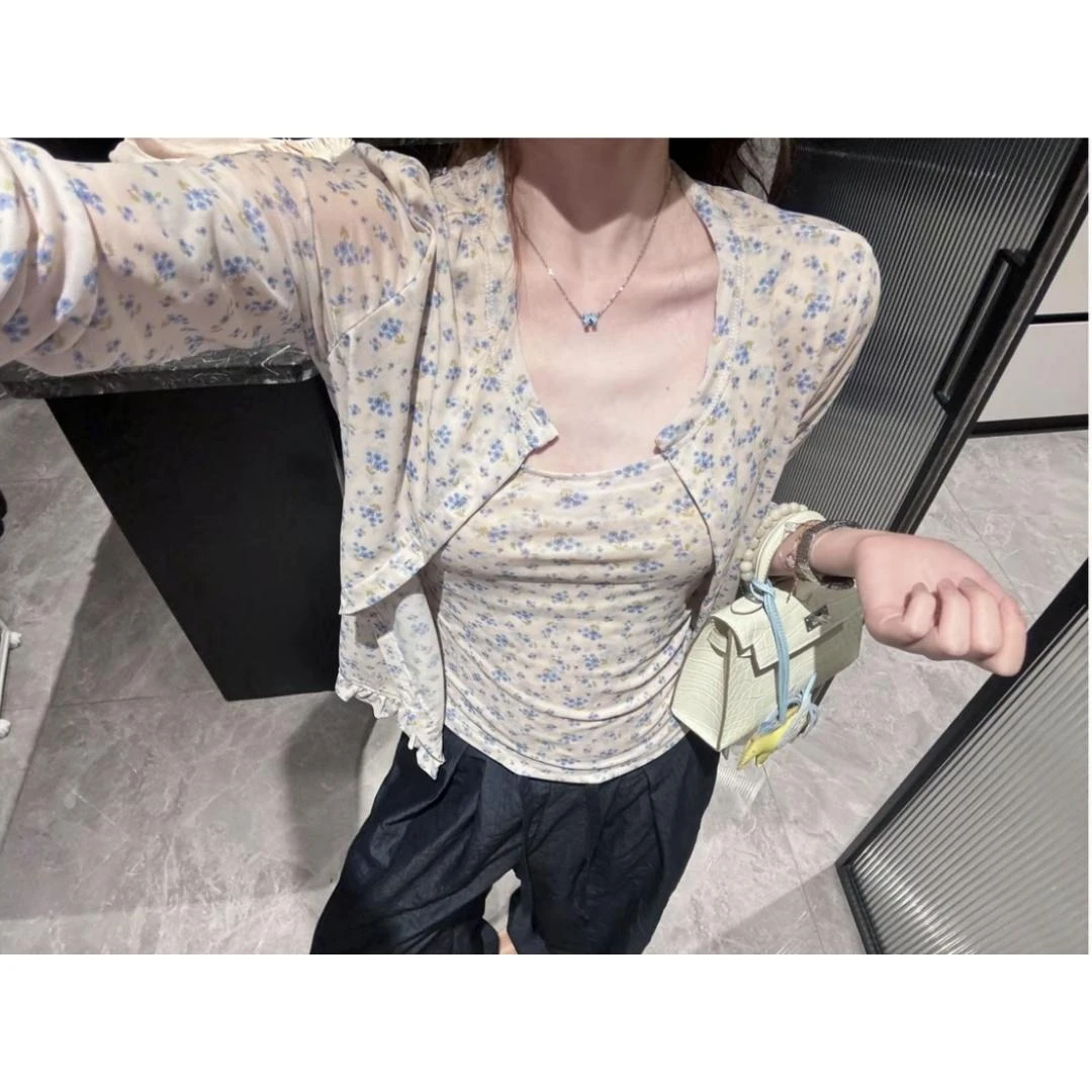 【全额运补】【运补6】【必入小兰花两件套】夏季通勤修身开衫吊