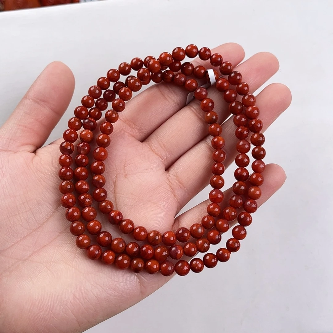 南红玛瑙未镶嵌手链瓦西牛血双色火焰单多圈5mm