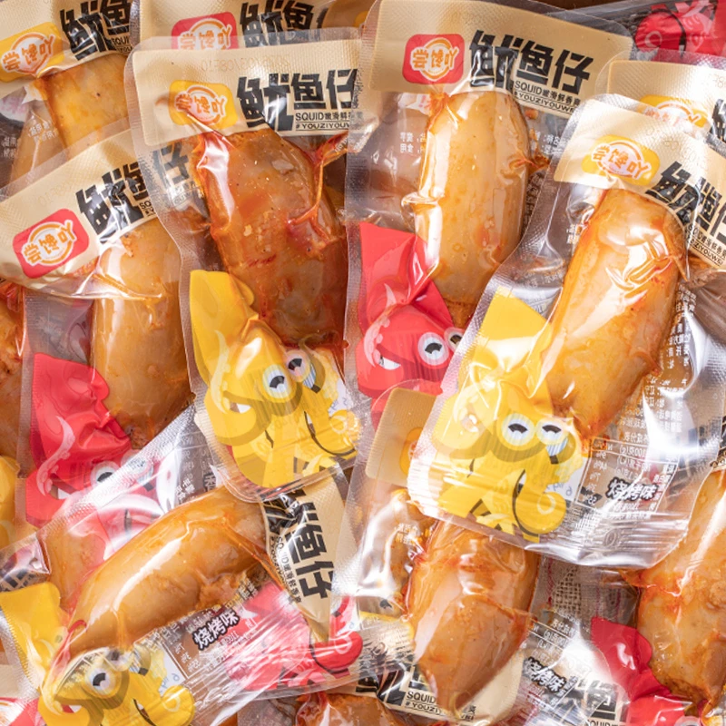 即食满馅鱿鱼仔丝香辣烧烤海鲜墨鱼类鱿鱼类解馋零食下酒菜批发