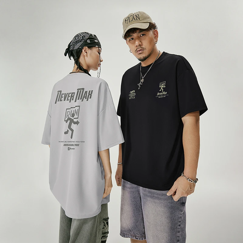 NMAX大码潮牌男装25年夏创意图案印花短袖T恤冰丝情侣装FNT149