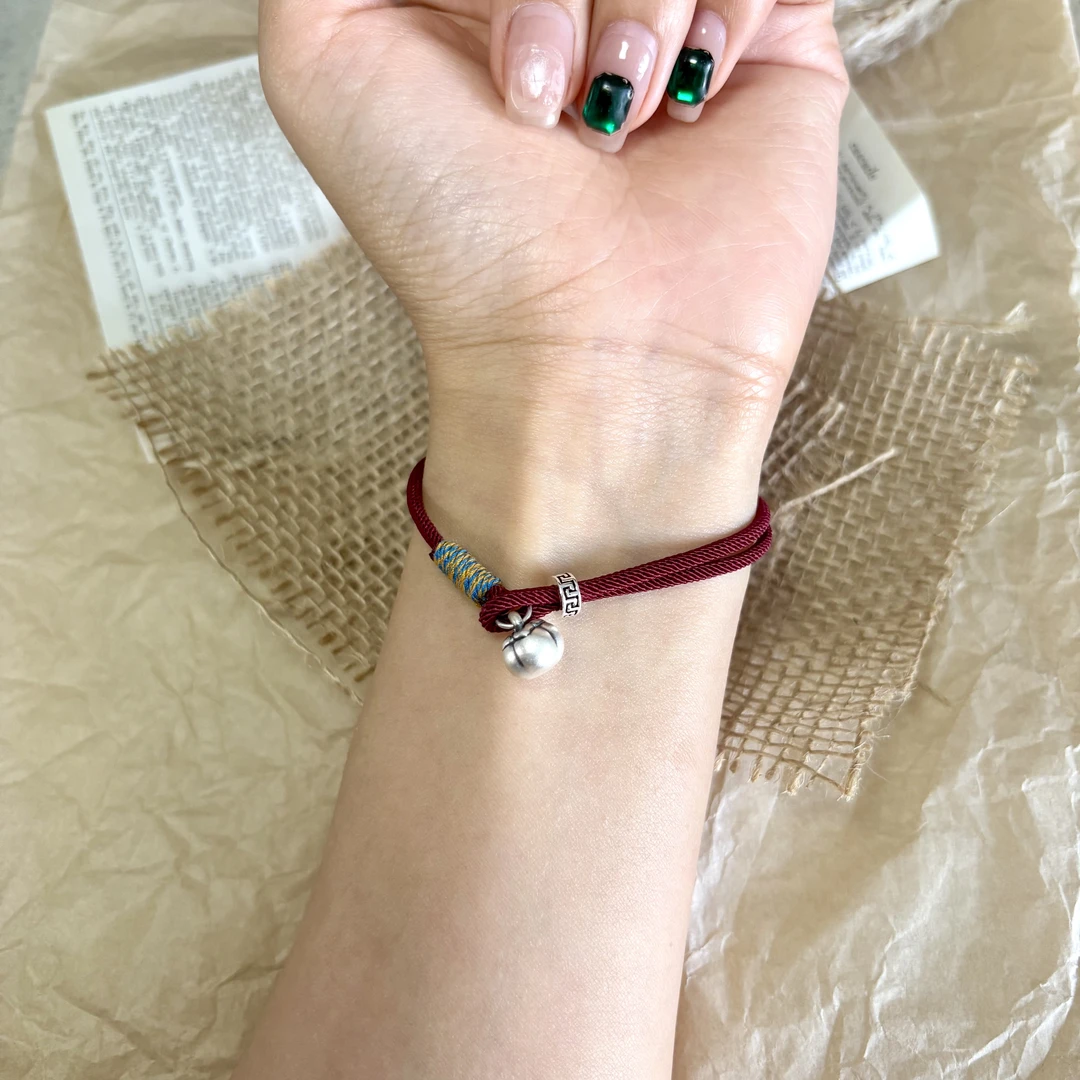 足银手链 足银手链-时尚百搭足银999小柿子红绳手链气质