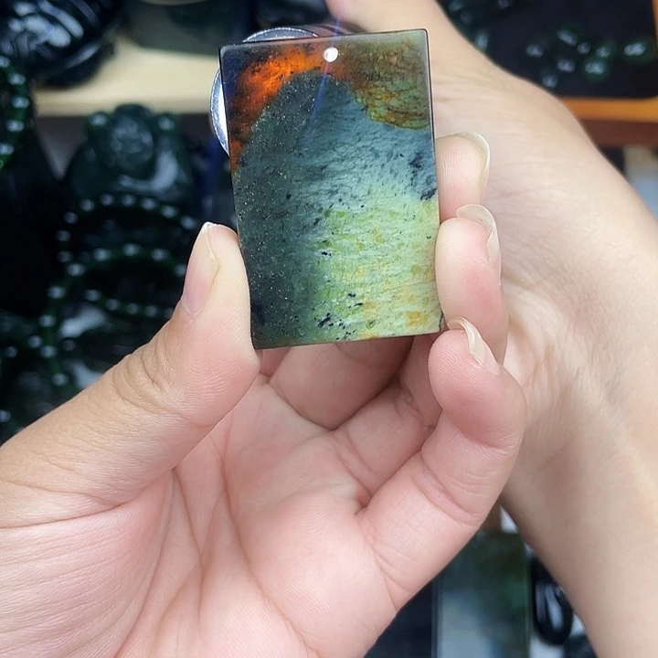 未镶嵌蛇纹石玉手串泰山玉鸿运当头无事牌