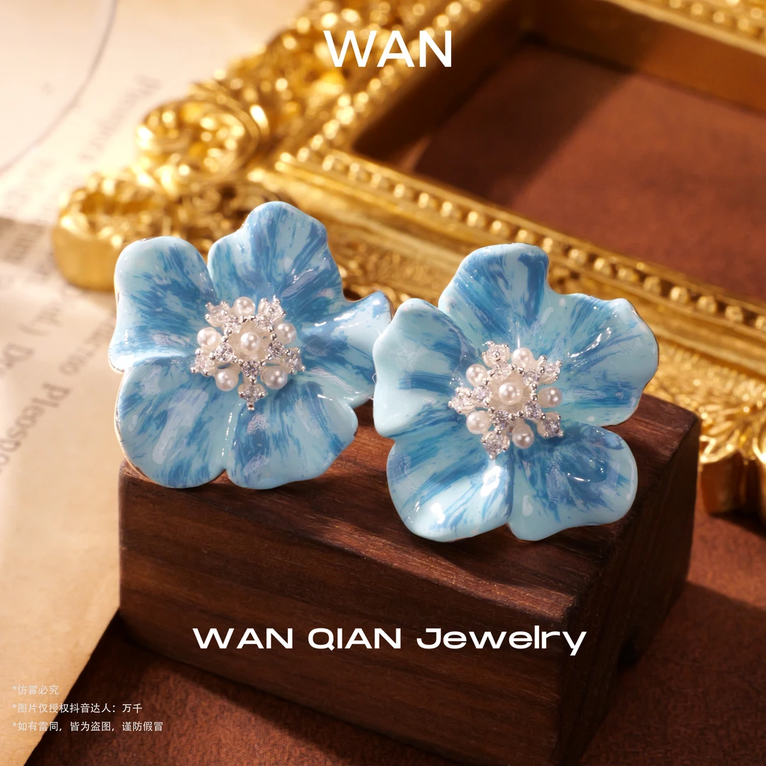 铜合金珐琅耳饰 法★【印象花园】时尚轻奢气质耳钉