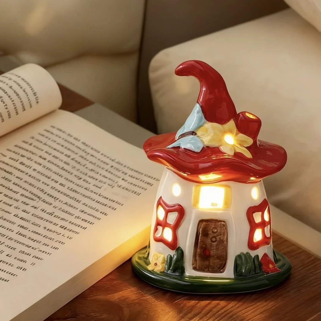 魔法屋小夜灯生日礼物女陶瓷氛围床头灯可爱儿童卧室睡眠灯摆件X