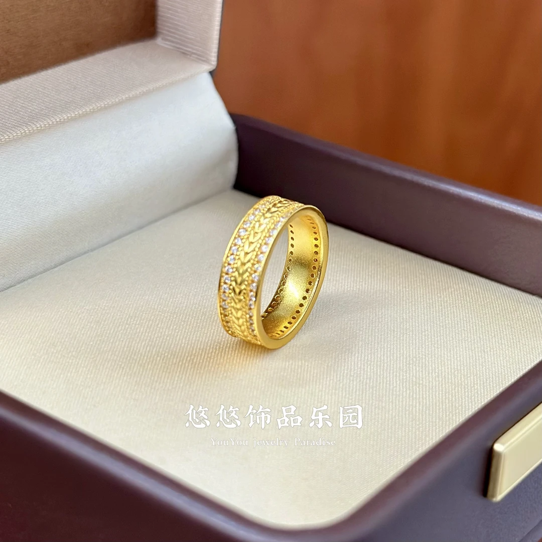 铜合金戒指 镀K金【麦穗戒】新中式花丝戒指岁岁平安闭口戒指