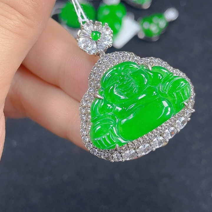 翡翠银S925镶嵌吊坠(不含链)