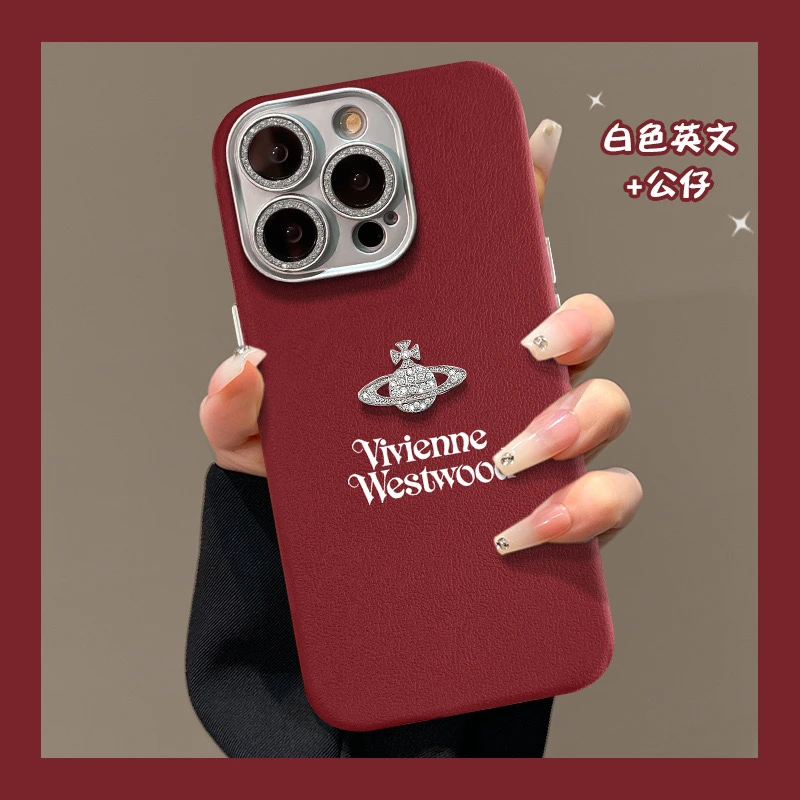 西太后公仔适用苹果16pro手机壳15精孔皮纹14红色防摔13