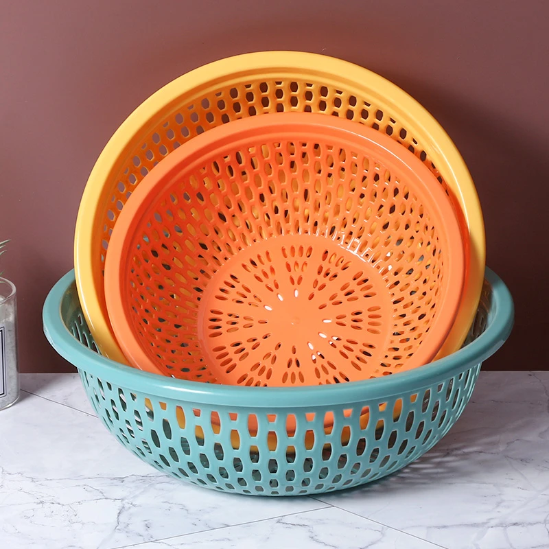 【大中小三件套】厨房洗菜蓝沥水篮塑料套装洗水果收纳篮镂空pp材质
