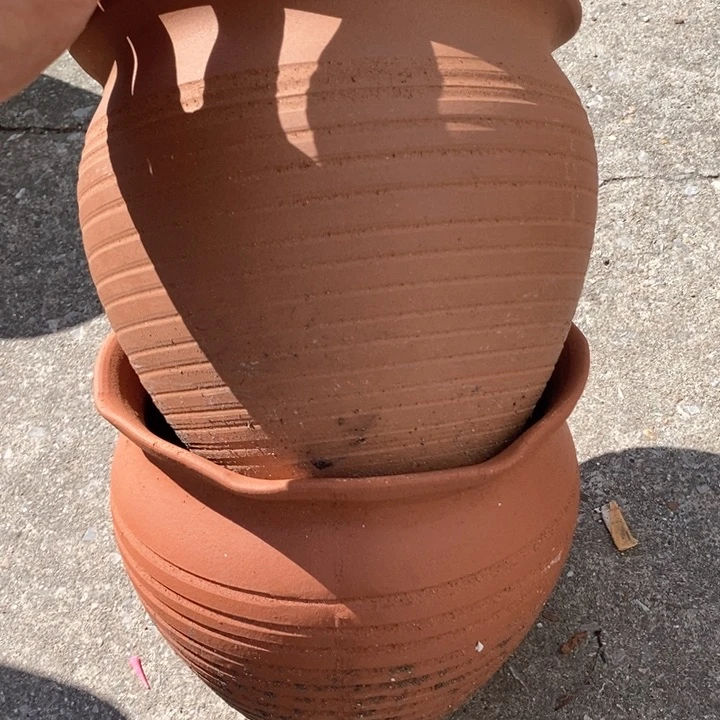 紫砂花盆高18口20瑕疵一对