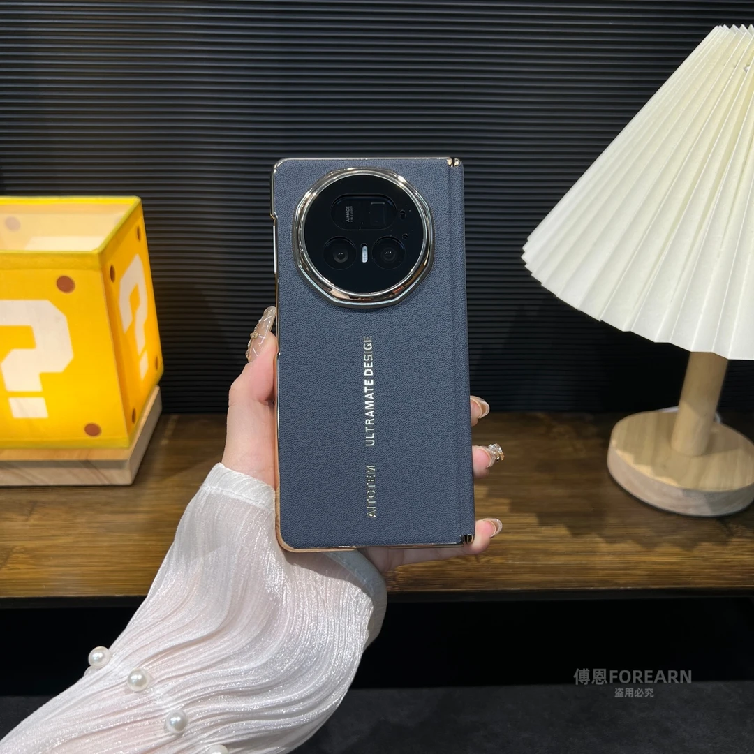 适用于荣耀magicv5手机壳双中轴magic v5折叠屏真皮MBH-AN10磁吸