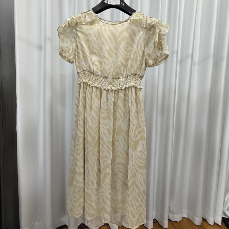 【三C・伊】Z889-5  女装夏季短袖连衣裙黄色Y22220330L20