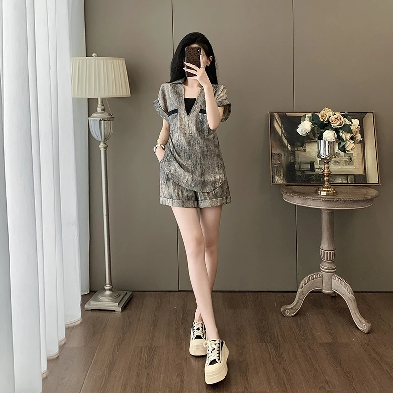 女装夏季薄款套装女宽松显瘦洋气时髦休闲运动短袖短裤两件套