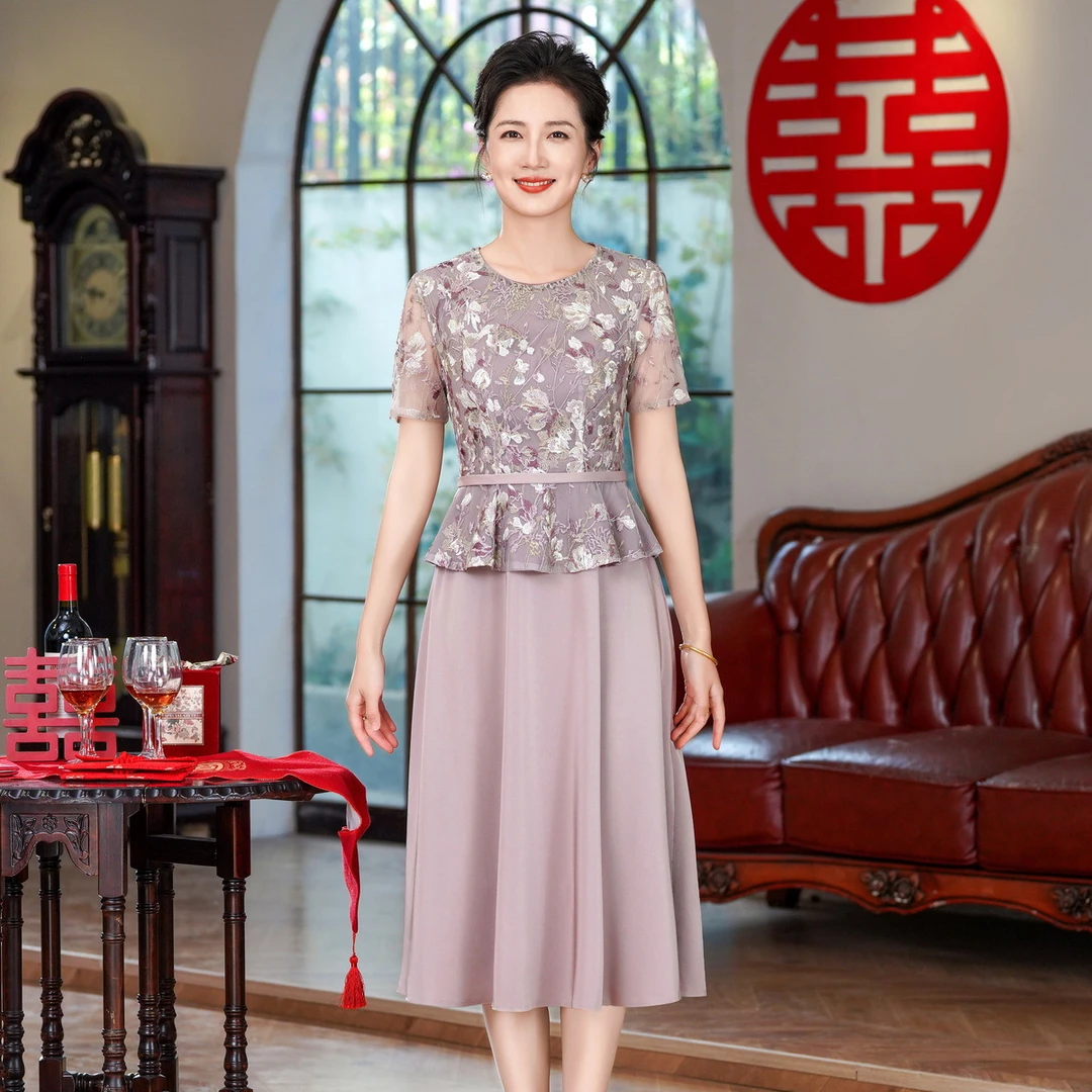 2025夏季新款高级感旗袍连衣裙F96婚宴装结婚气质短袖日常年轻