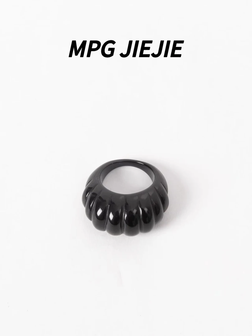 足银树脂戒指 MPG  JIEJIE【牛角包】情侣质感小众时尚树脂戒指