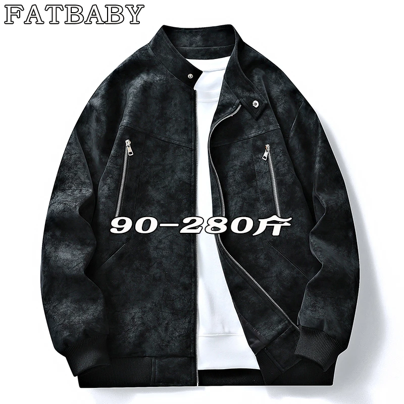 美式高街立领夹克开春新款加肥加大户外休闲百搭个性痞帅微胖外套