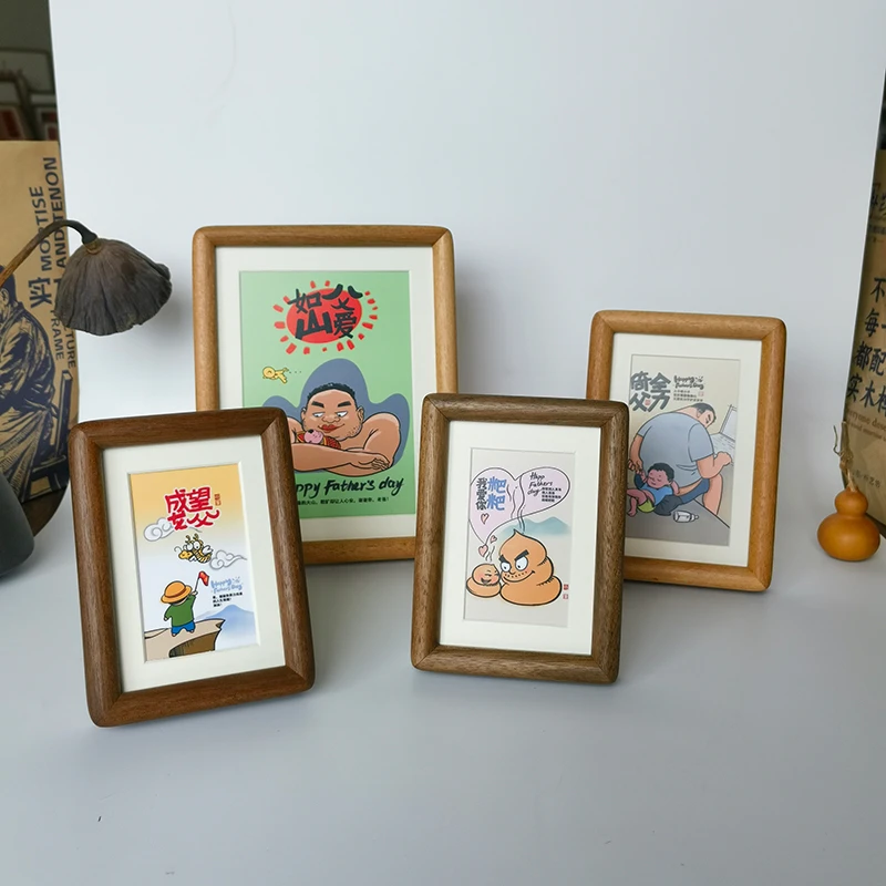 父亲节实木相框礼物照片檀木胡桃木相框节日纪念品相框相片相框