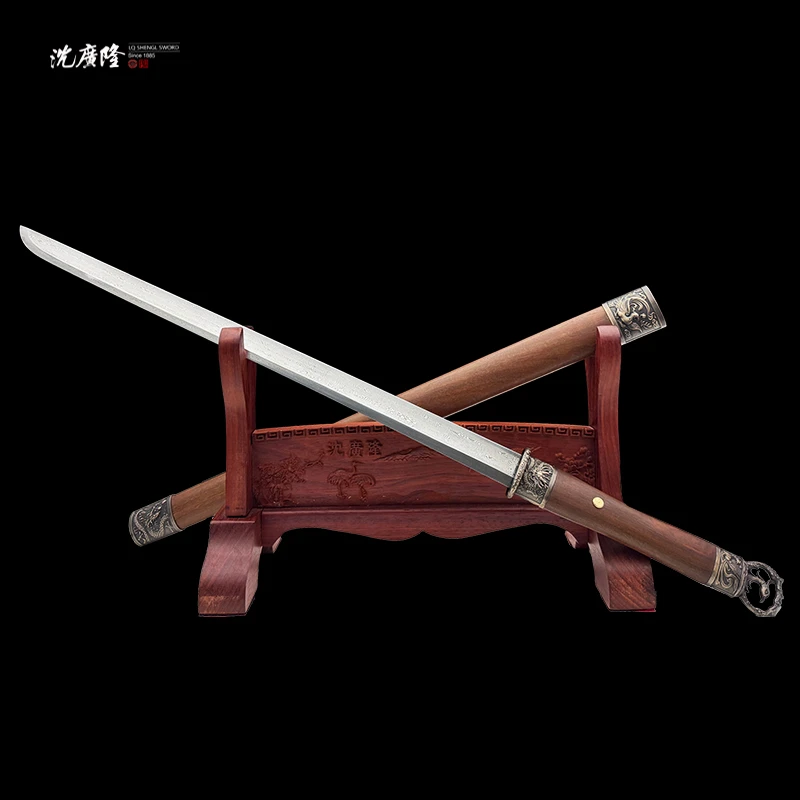 龙泉沈广隆-龙凤呈祥刀 重蚁木 黄铜 花纹钢 宝剑 未开刃