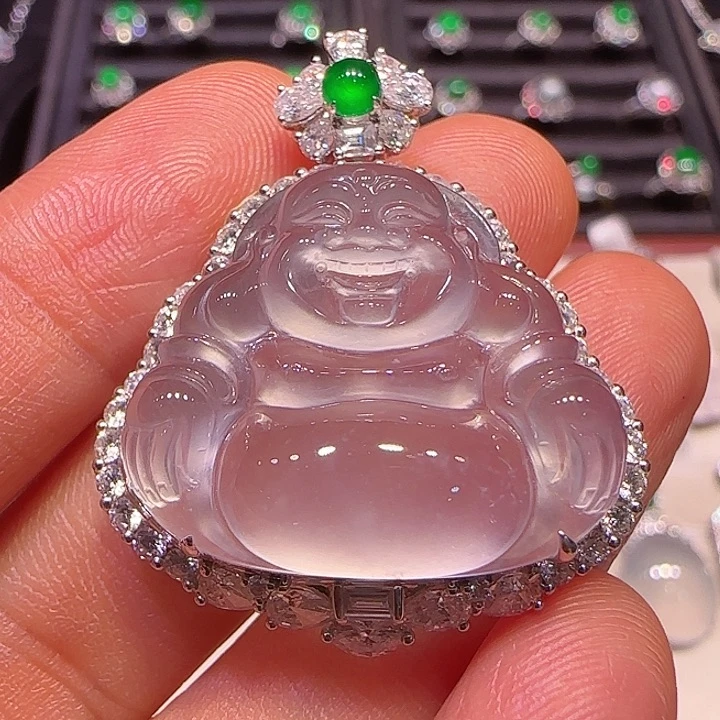 翡翠吊坠(不含链)18K金镶嵌吊坠