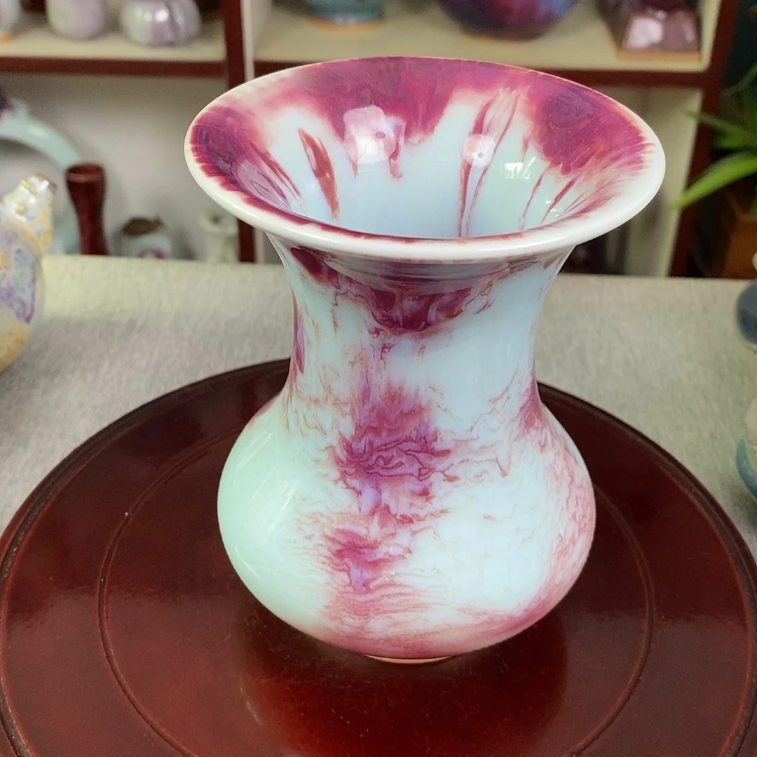 瓶钧瓷花瓶客厅插花器高温窑变玉石釉