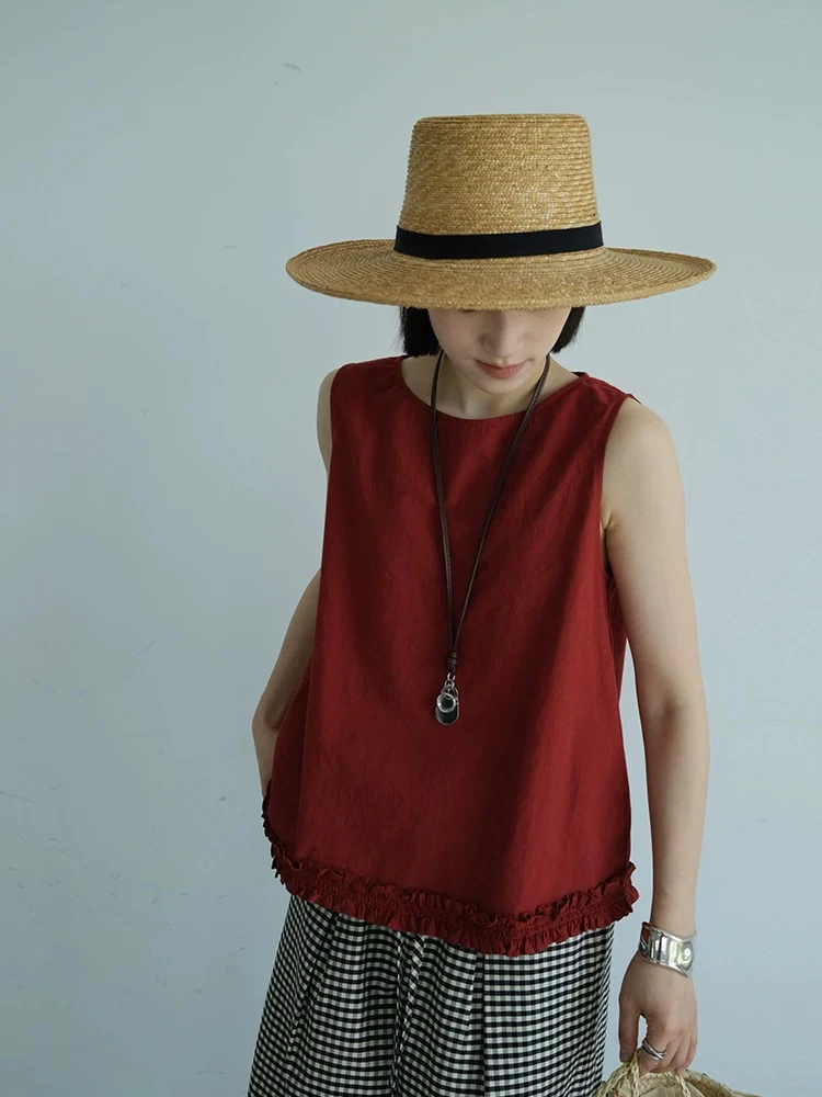 木耳花边休闲百搭无袖背心上衣
