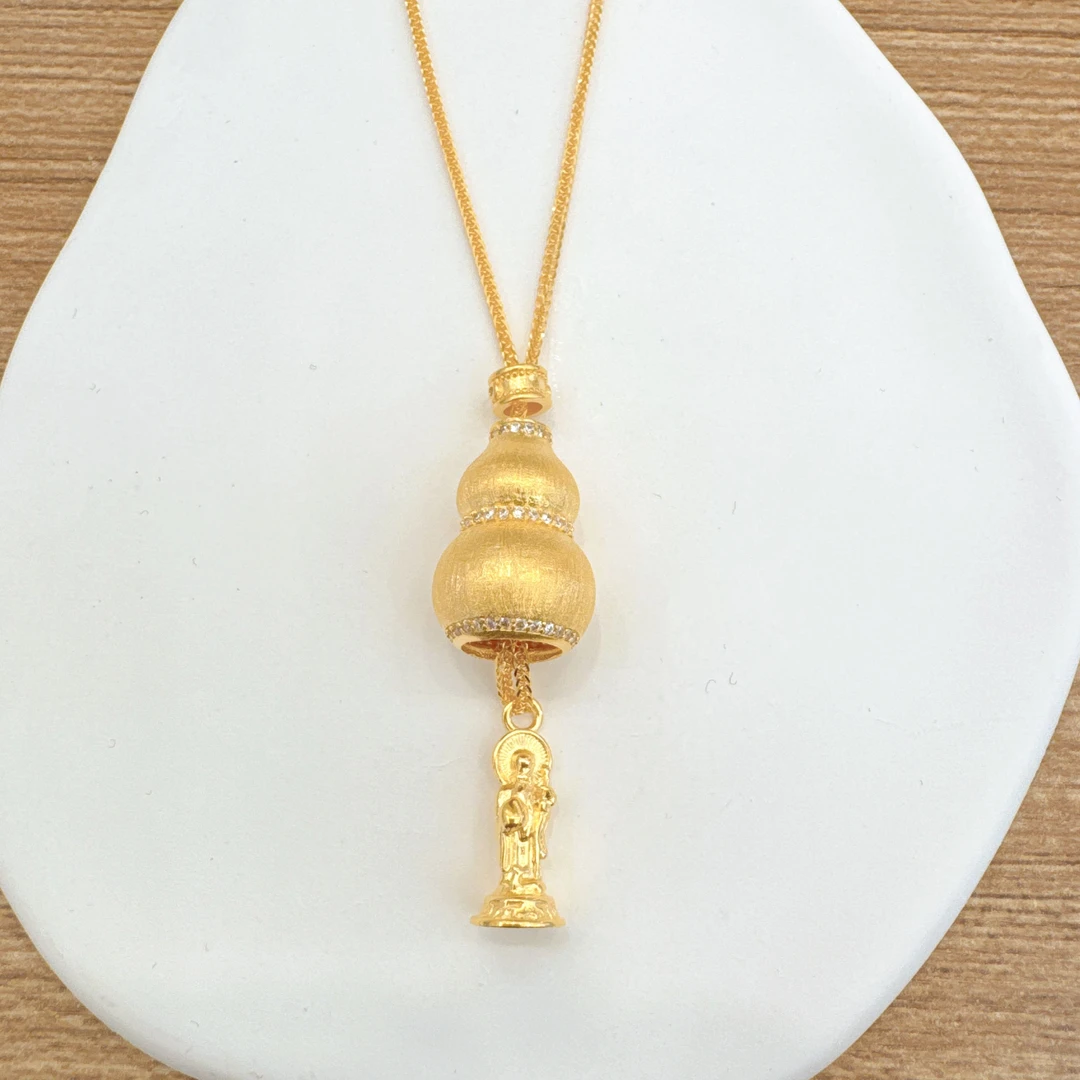 足银银制品 拉丝葫芦套链轻奢精致