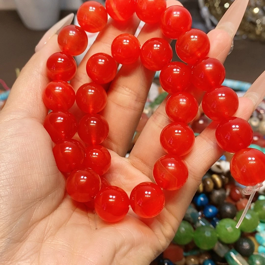 玛瑙/玉髓散珠14mm鸽血红玛瑙一条