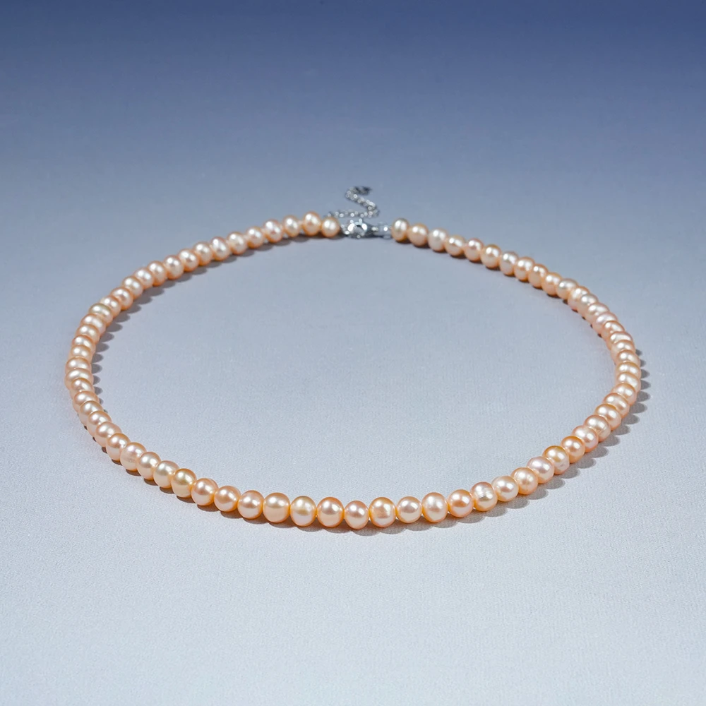 5-6mm蕴皓A649-H 无核S925银淡水珍珠项链中国红多样性发货42cm