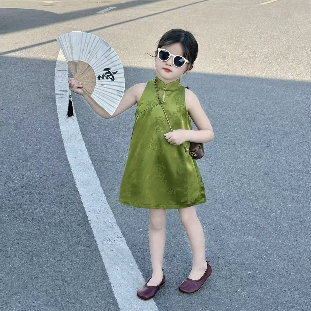 壹妈童装夏季女童连衣裙儿童新中式裙子复古中国风宝宝旗袍背心裙
