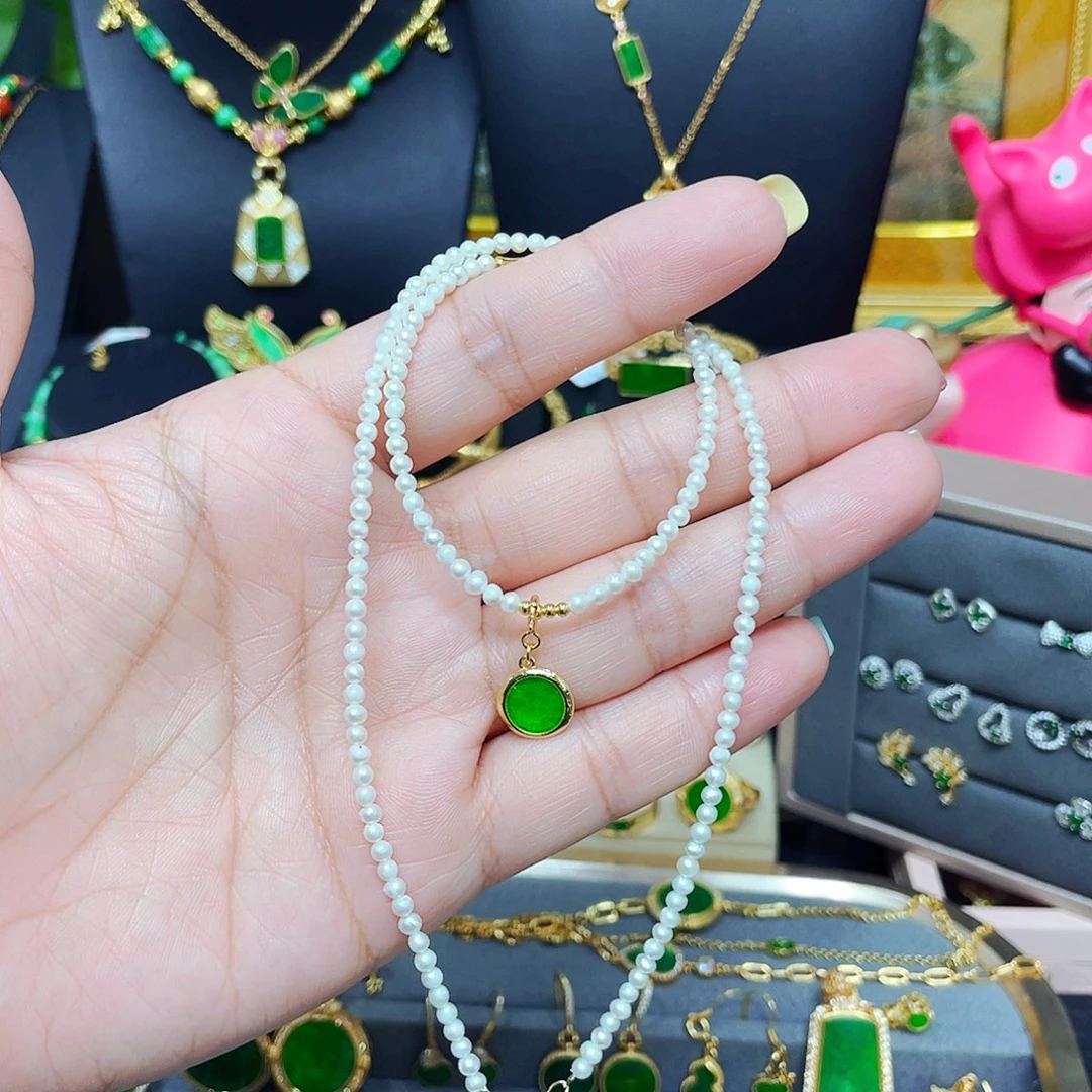 颈饰银S925镶嵌翡翠翡翠