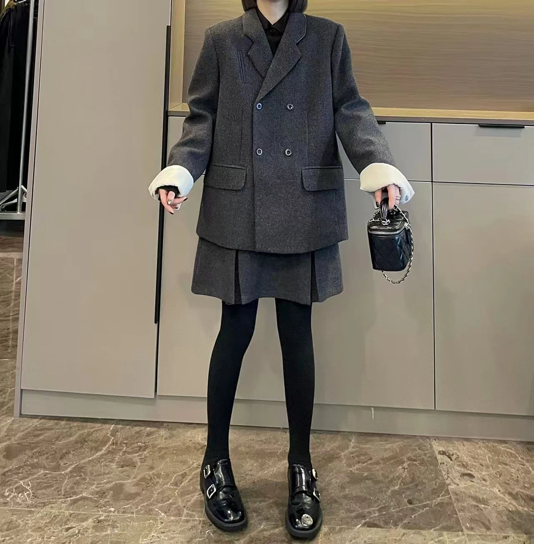 米可/MK-2995XX【含羽绒西装外套+半裙套装】时尚秋季新款两件套