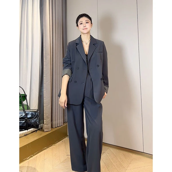 2025年西装外套女两件套装轻奢韩剧女主穿搭长西裤子