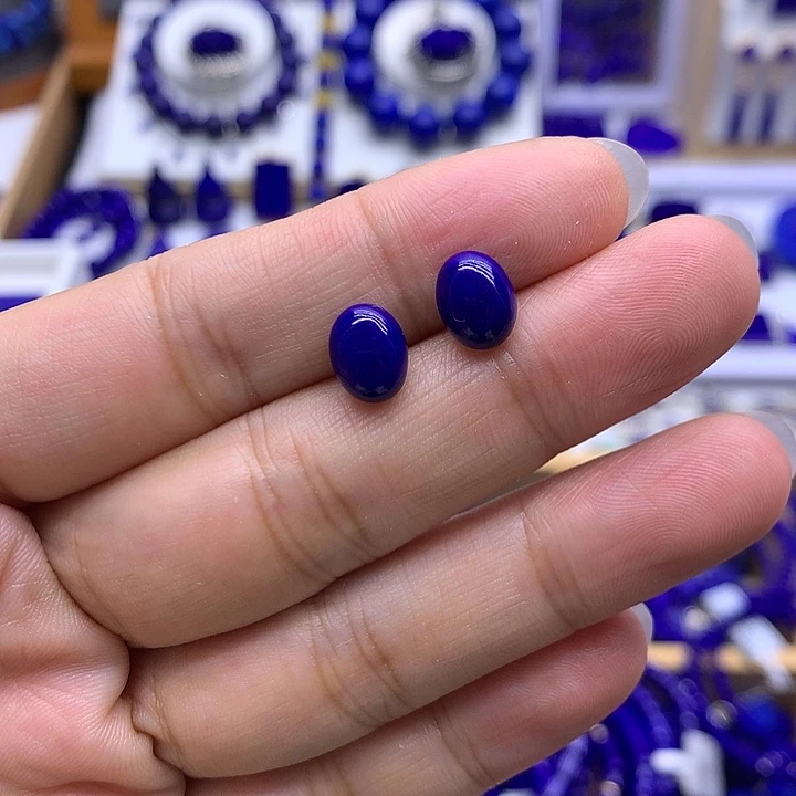 青金石银S925镶嵌耳钉