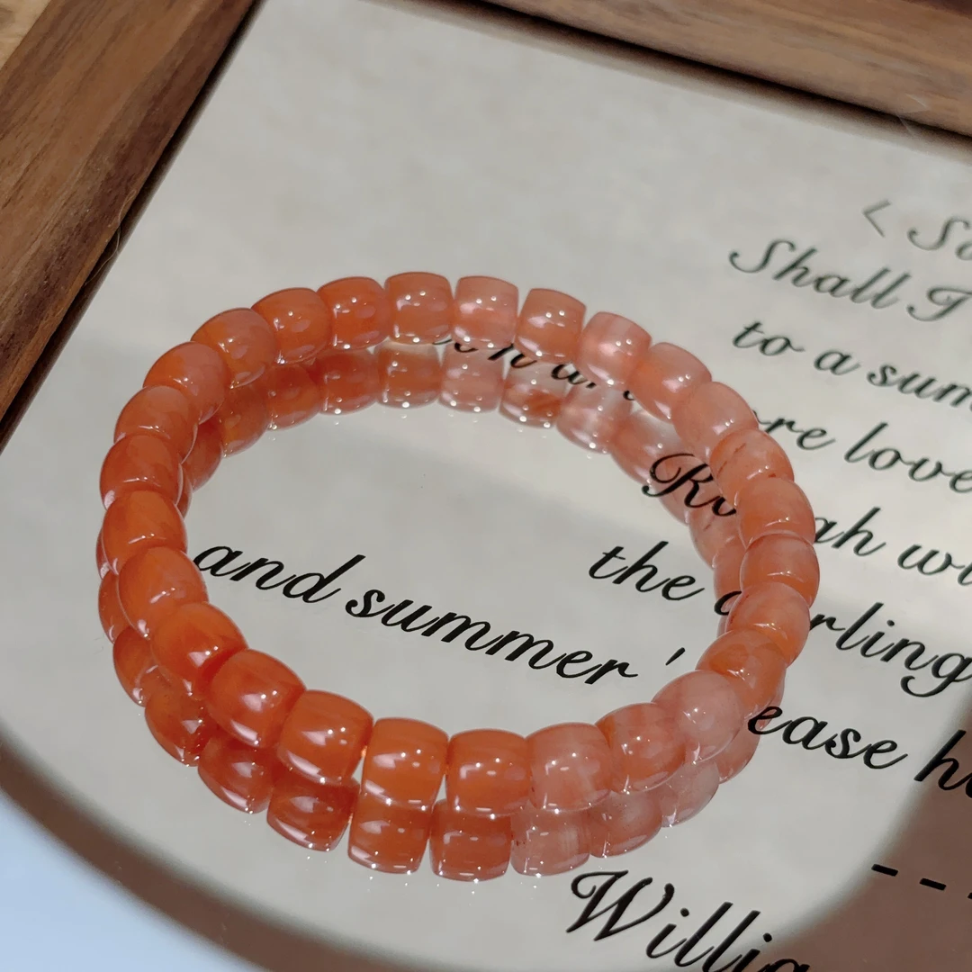 天然保山南红(樱桃红）直切单圈素串（多样性发其一）