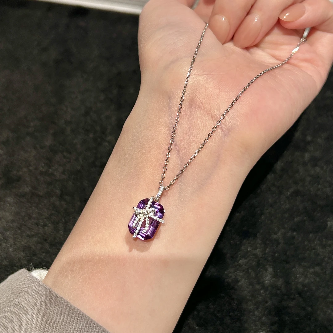 【蝴蝶结】紫水晶项链 12090040W-01