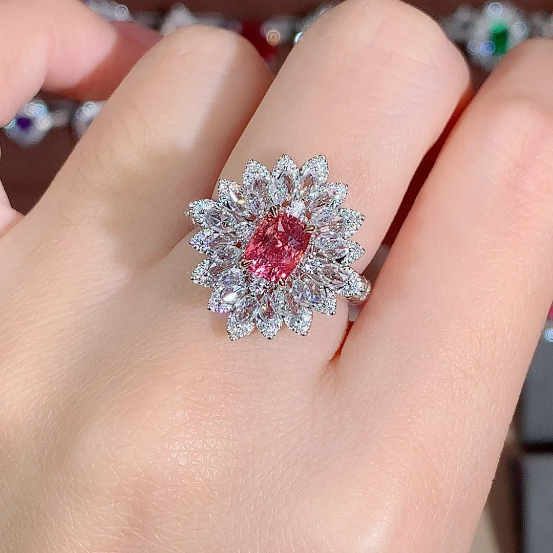 彩色蓝宝石戒指18K金镶嵌1.54ct/天然宝石/七天无理由