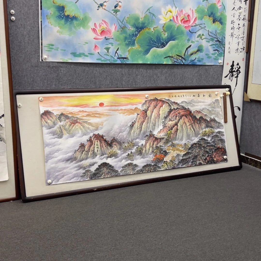 将***军国画六尺泰山画框一幅