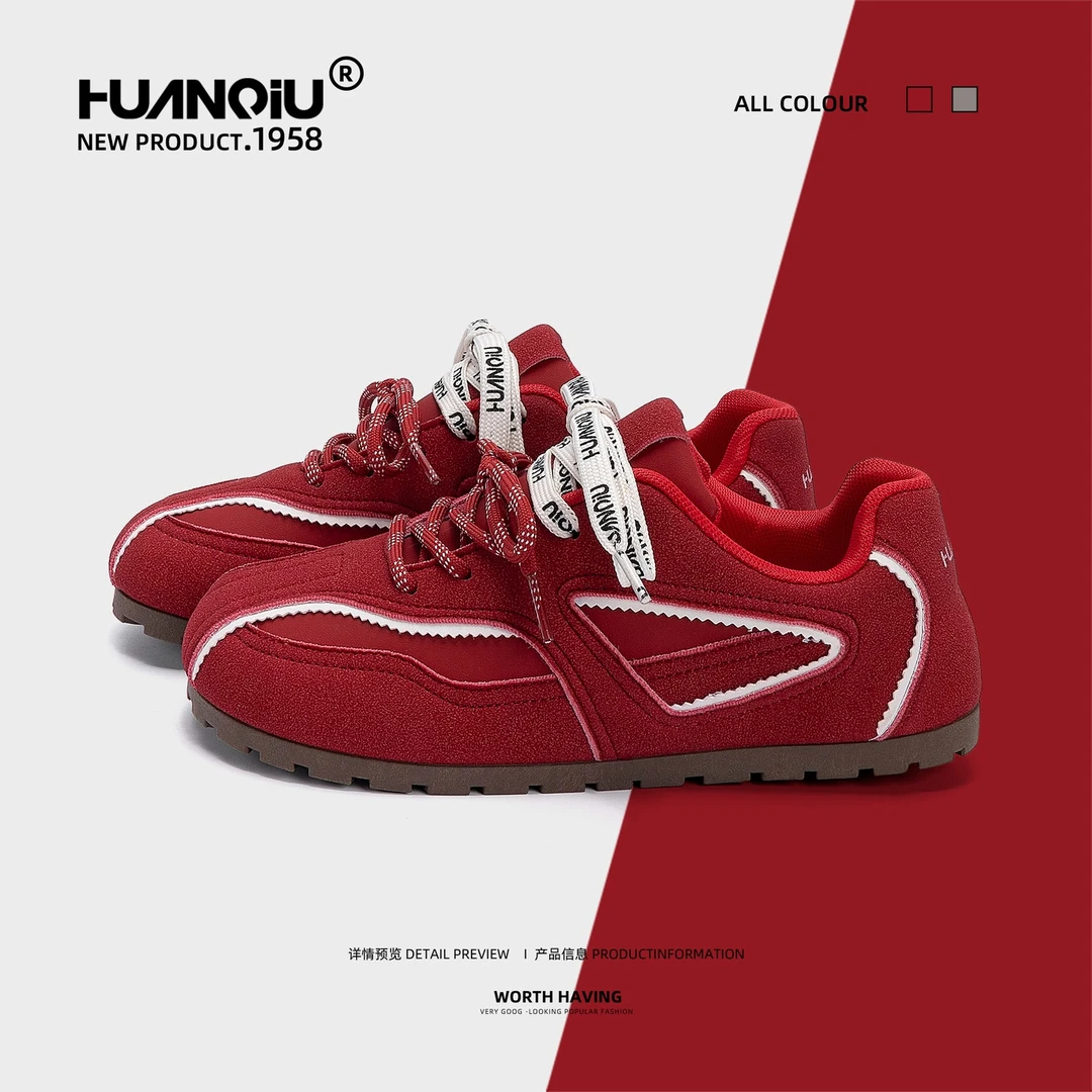 环球内增高女鞋2025秋季时尚新款潮流德训鞋百搭薄底休闲运动鞋女