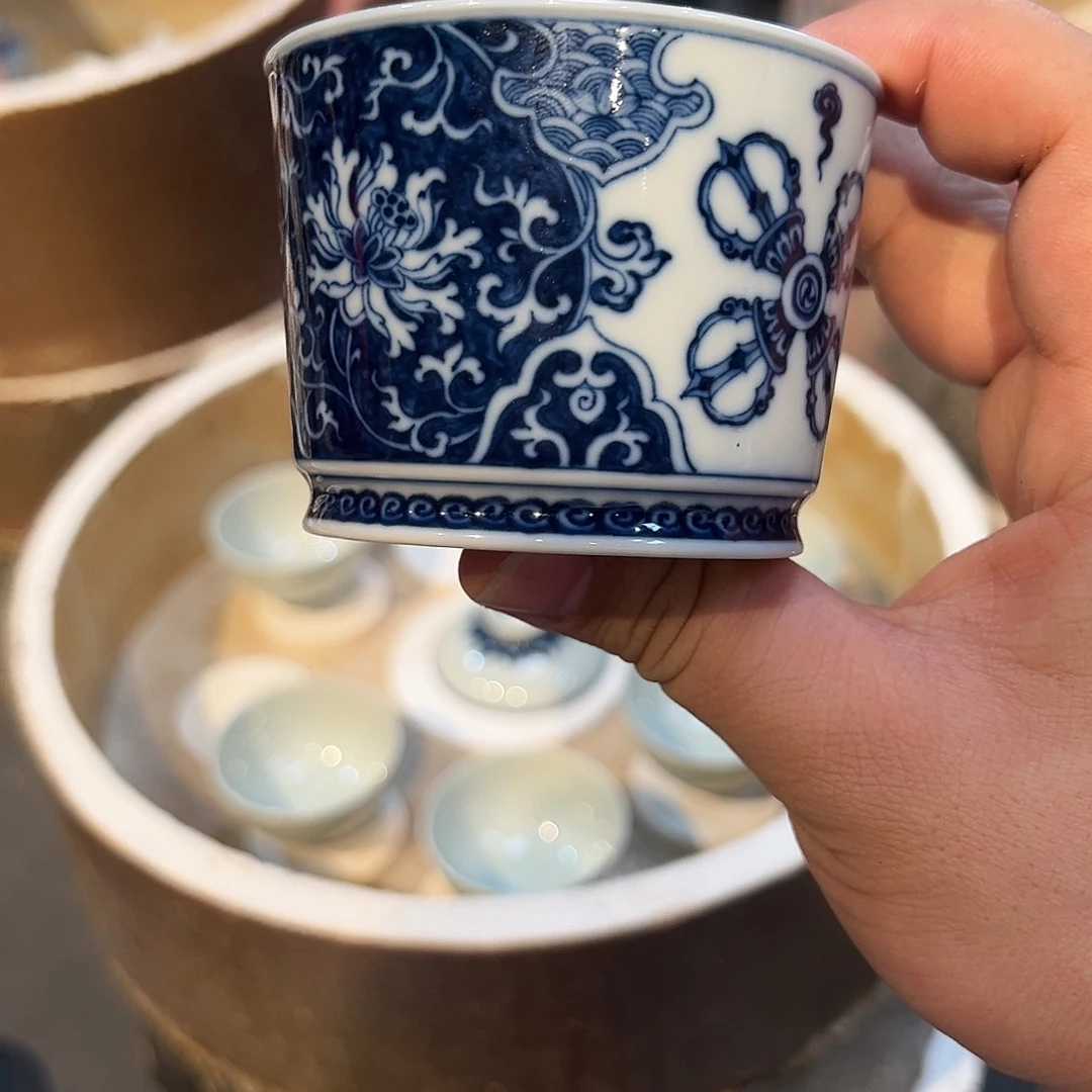 钟家窑柴窑青花金刚杯